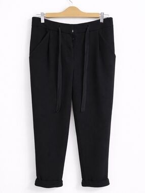Wilfred Black Tie Waist Cropped Pants Size 6 Tapered Ankle Minimalist